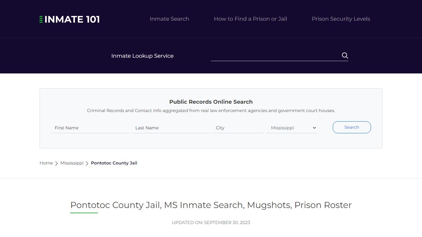 Pontotoc County Jail, MS Inmate Search, Mugshots, Prison Roster