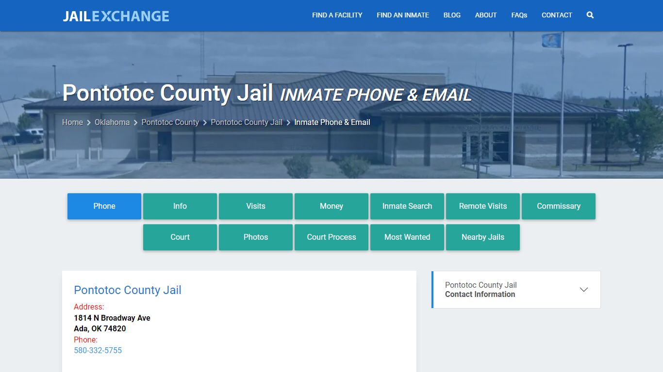 Inmate Phone - Pontotoc County Jail, OK - Jail Exchange